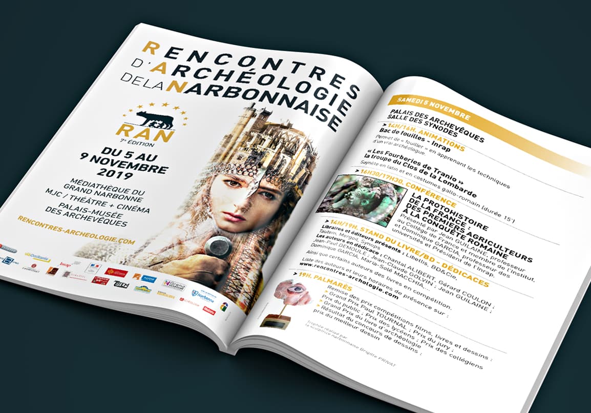DEFACTO Design de marque - Mockup Design de Marque Rencontres Archéologiques de la Narbonnaise